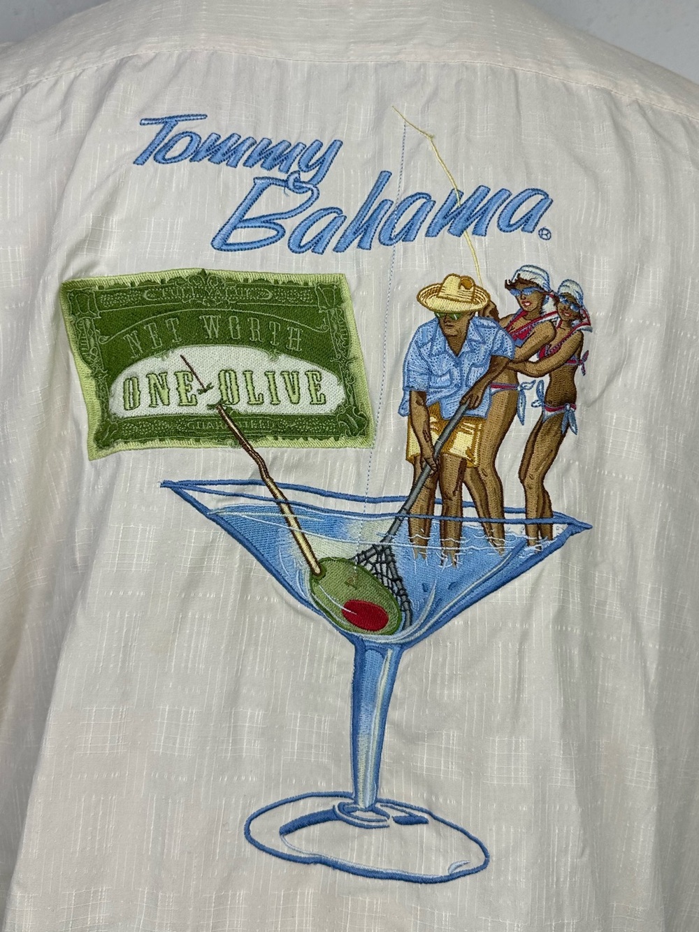 Tommy Bahama Net Worth One Olive Embroidered Back Button Shirt